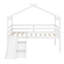 Lit mezzanine bas avec glissade, échelle, barrières de sécurité, cadre de toit de maison-1311862243