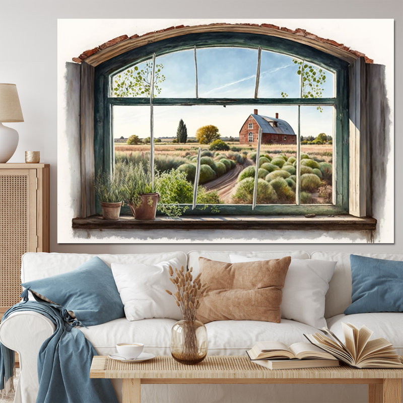 Window View Of Barn - Landscape Canvas Wall Art