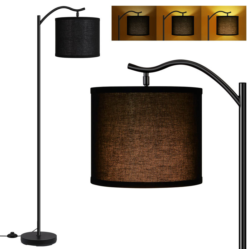 Lampe sur pied DEL traditionnelle 63 po Nikkolas, Noir, Crème