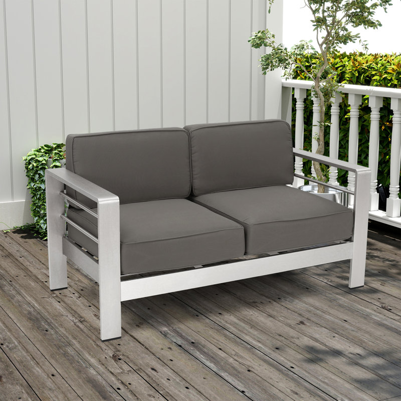 (ensemble de 2) Fauteuil d'appoint d'extérieur en aluminium et polyester Cusions