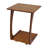 Solid Rubberwood C-Shaped End Table with Lockable Wheels, 2-Tier Rolling Laptop Table for Home