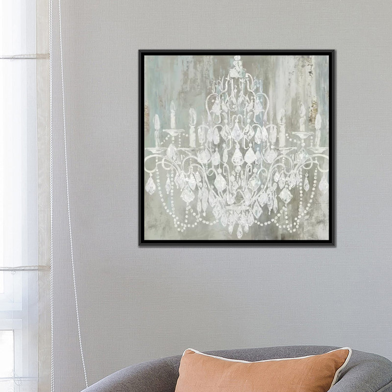 «Chandelier», reproduction sur toile, H 26 po x l 26 po x P 1,5 po, Toile avec cadre noir, Pas de tapis