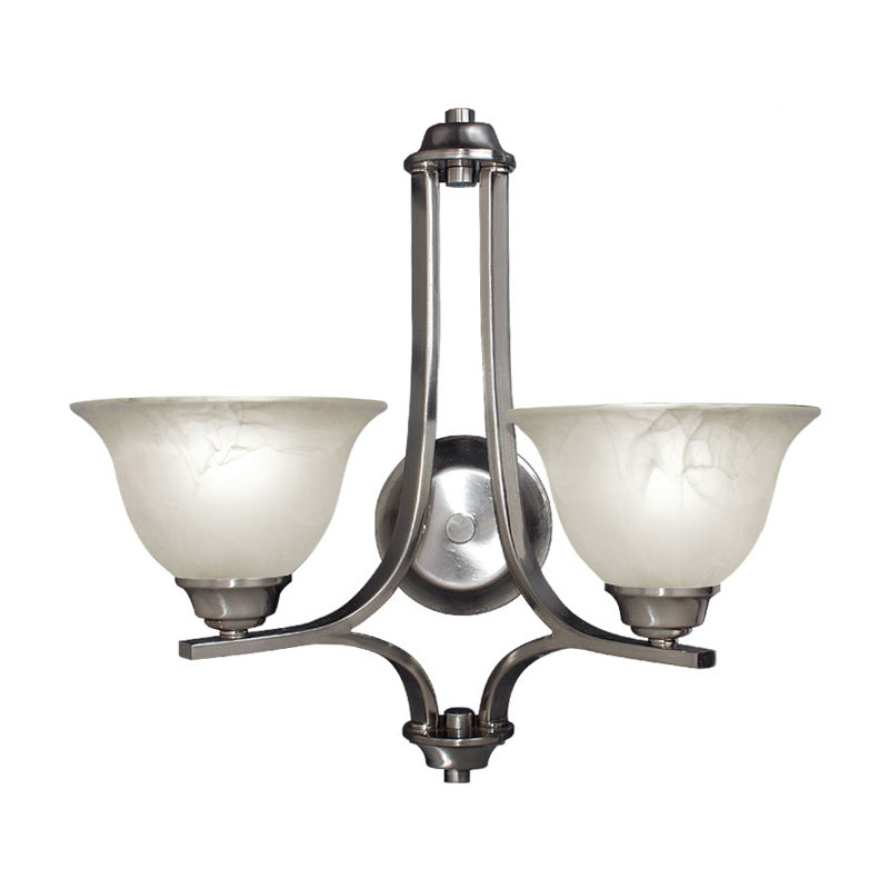 Marissa Armed Sconce, Satin Nickel with Etched Marble Glass