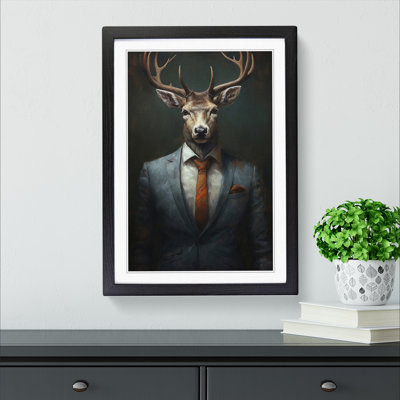 Stag in a Suit Painting No.3 - Framed Print