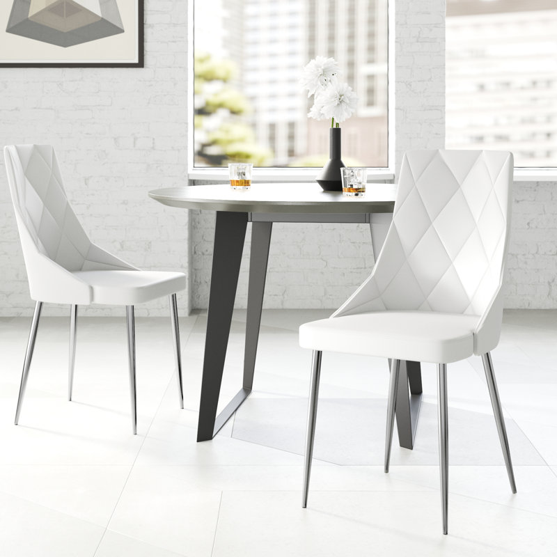 Chaise d'appoint Benay, Similicuir blanc