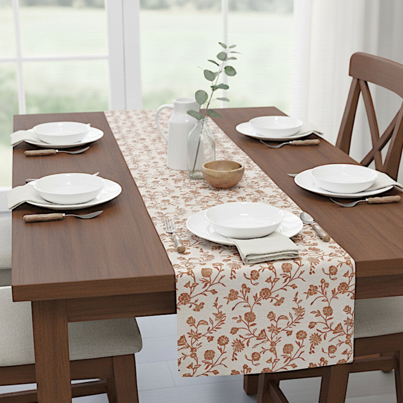 Chemin de table Floral Floral , Blanc, crème, L 48 po x l 14 po