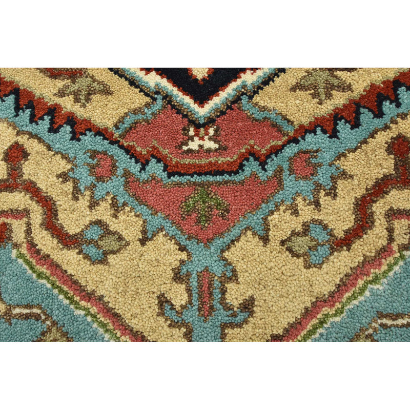 Tapis bleu unique de 8 pi x 8 pi 2 po