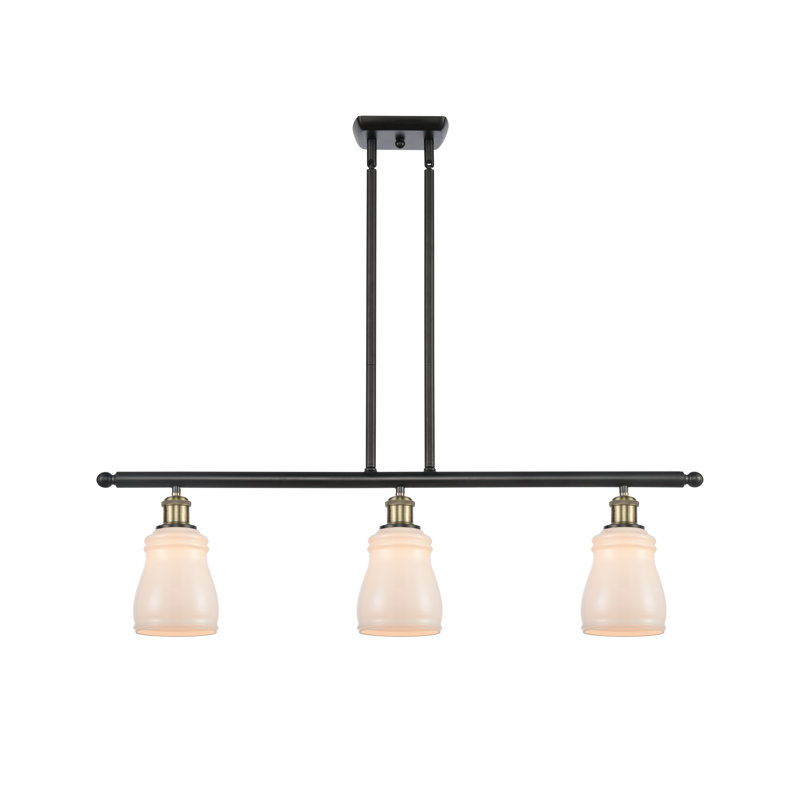 Mccarver 3 - Light Kitchen Island Pendant, Black Antique Brass, 6 Watt Vinage LED Bulb, White