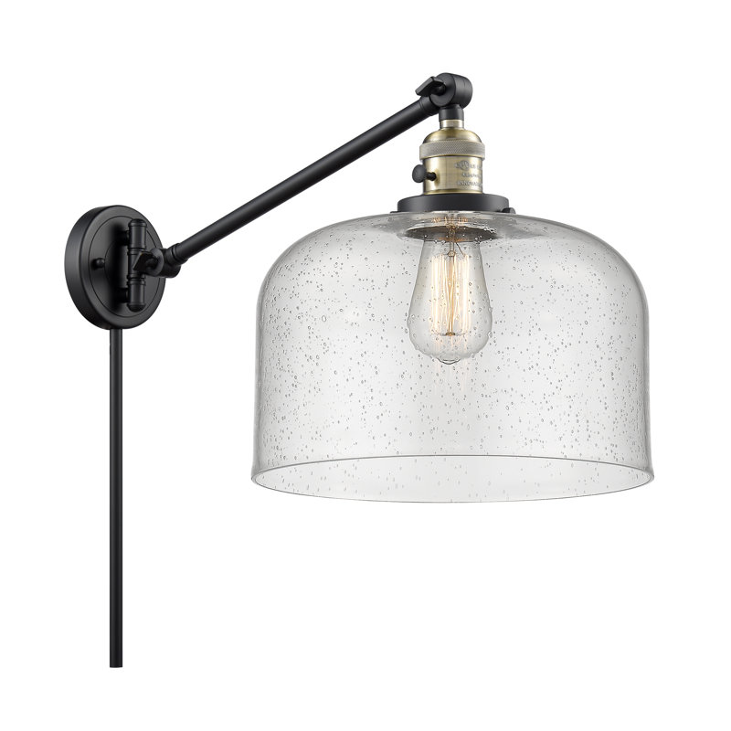 Bell - bras pivotant 1 lumière 12 po, Ampoule à DEL rétro de 3,5 W, Grainé, Laiton antique noir