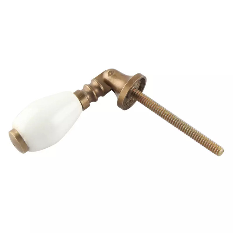 Antique Brass Drop Pull With Solid White Ceramic Detail