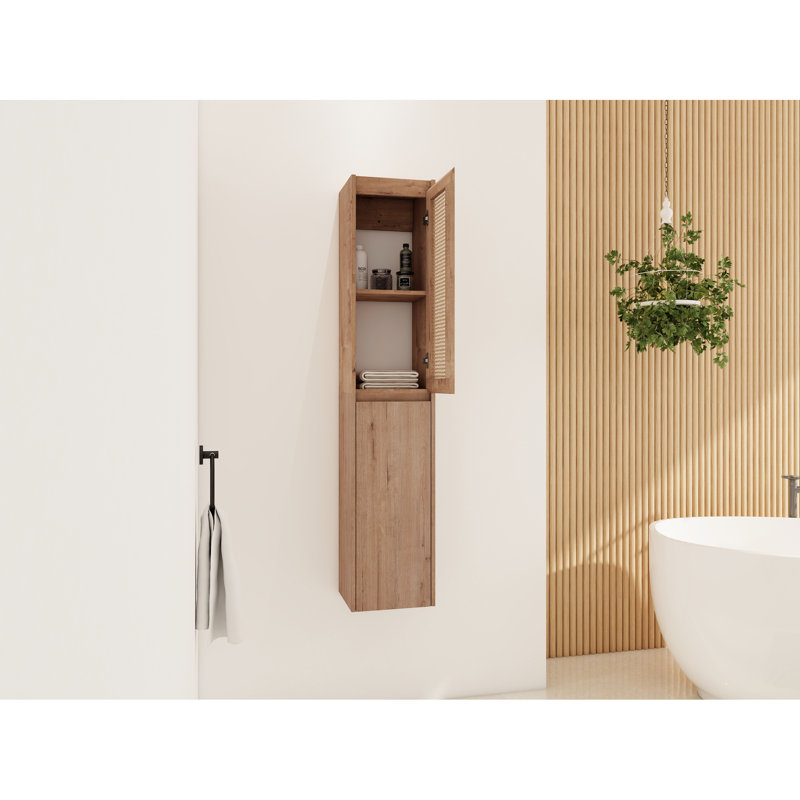 Armoire latérale de salle de bain 12 po, portes à fermeture douce, conception à fixation flottante