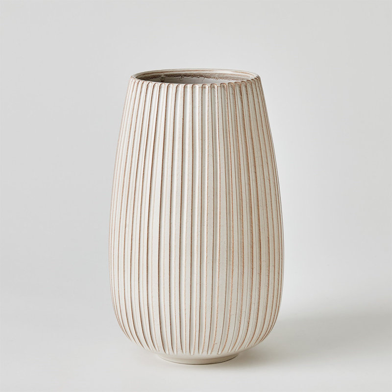 Vertical Ribbed Vase-Lg, 12" H x 7.5" W x 7.5" D