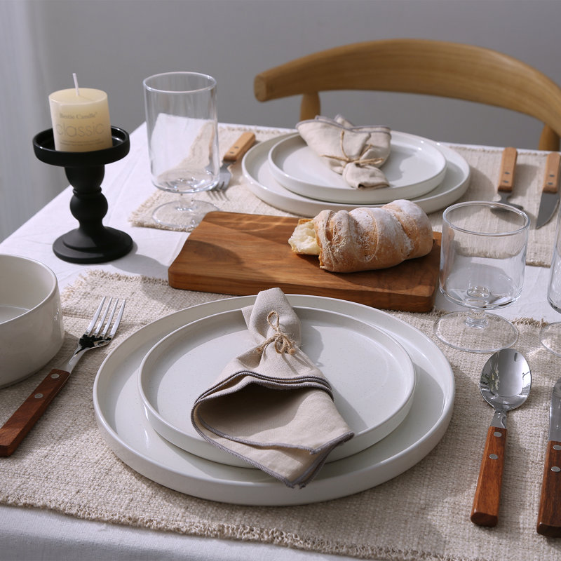 Delaenie Piece Stoneware Dinnerware Set - Service for 4, White