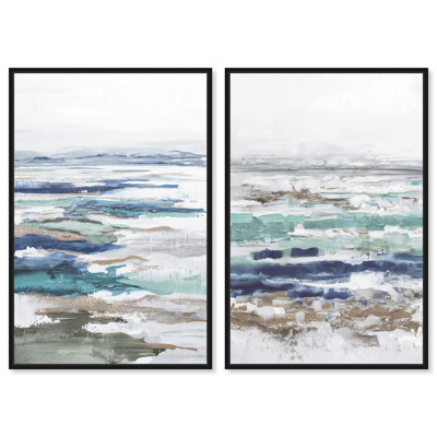 «Coral Coastal Blue Art», ensemble de 2 impressions sur toile par 