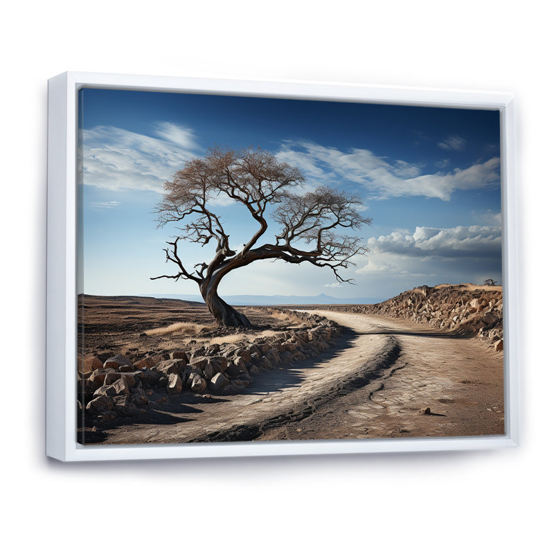 Photo d'arbre de charme Afrique - décoration murale Afrique, H 24 po x l 32 po x P 1 po, Cadre flottant blanc