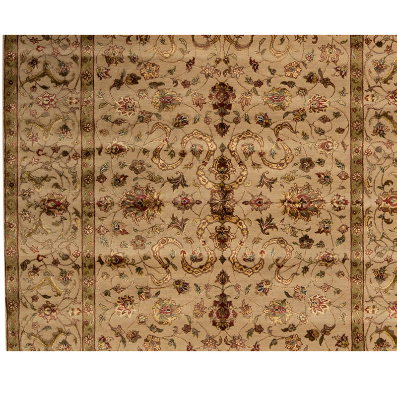 Tapis brun / beige de haute qualité noué à la main