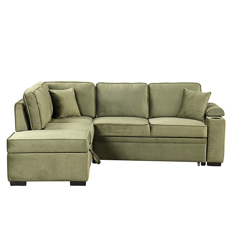 Velvet Sectional Left Hand Facing, Green Velvet