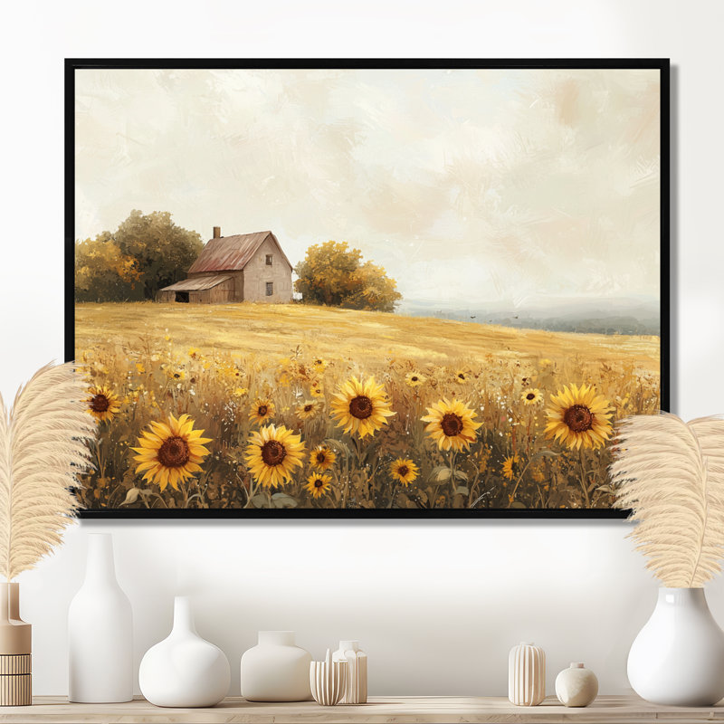 Diwan, tournesols au bord de la ferme I - tournesols, art mural, Noir, noir, noir, noir, H 12 po x l 20 po
