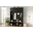 59''W Entryway Hall Tree With Bench And Storage, Farmhouse Wood-Grain Accent 4-In-1 Hall Tree With Cabinets, Coat Racks And Hooks For Hallway, Entryway, Living Room And Mudroom-2061093724