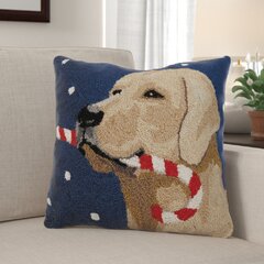 Wool Hooked Throw Pillow, Two Labs, 14 x 20