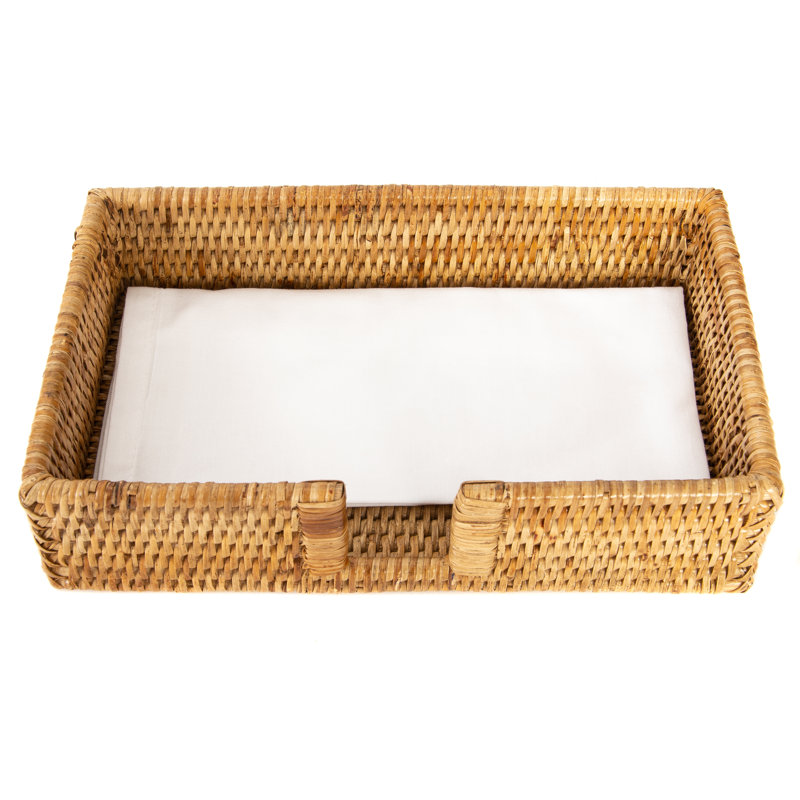 Porte-serviettes en rotin avec découpe, Brun miel