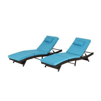 Outdoor Wicker Long Reclining Chair Set Of 2 , Wicker Reclining Lounge Chair Lawn Sunbathing Chairs Recliner Up To 150°  Beach Poolside Garden