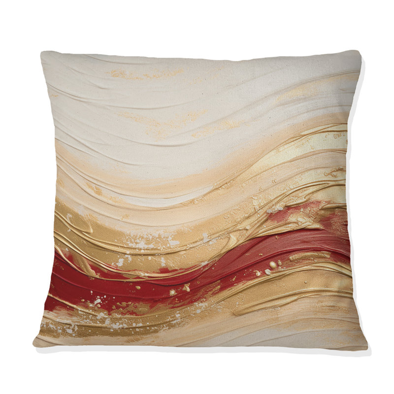 Coussin décoratif or et rouge Soft Wave Fusion - Abstract Shapes