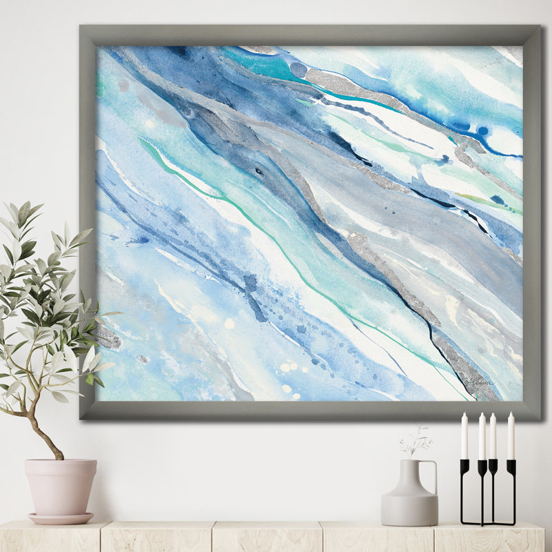 « blue silver spring ii »-reproduction d’image sur toile, Cadre argenté, H 16 po x l 16 po x P 1 po