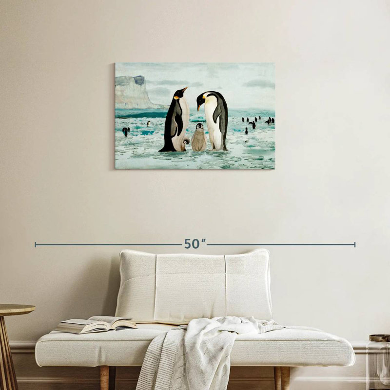 Famille de manchots empereurs Brampt, H 20 po x l 30 po