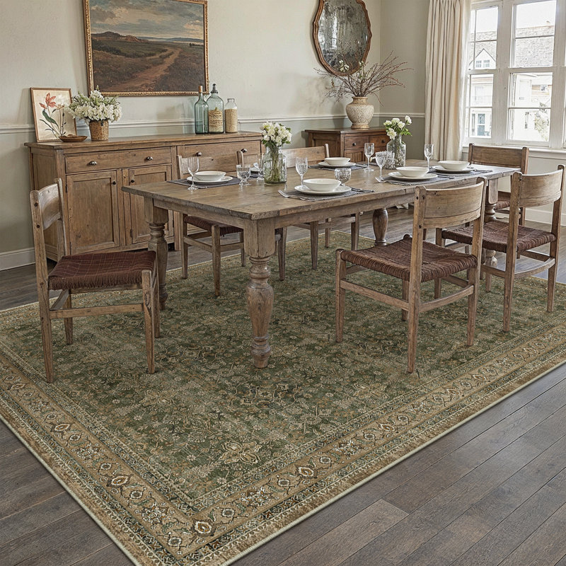 Tapis Kellems Vintage lavable à la machine pour le salon avec envers antidérapant, 0.28", Rectangle 5 pi x 7 pi
