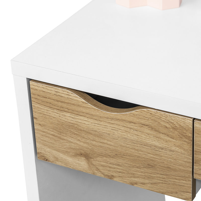 Evonne Dressing Table with Mirror, White/oak
