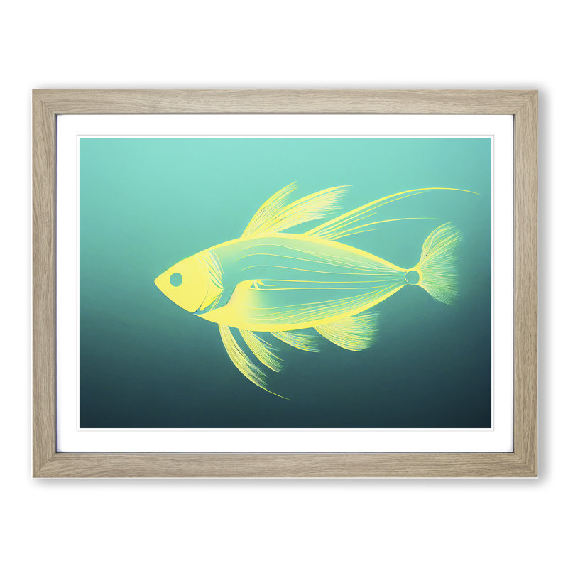 XH1022-2268X Compelling Fish - Single Picture Frame Print, Oak Framed, 34cm H x 46cm W x 2cm D