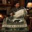 Plaid en flanelle à motif d'ours avec bordure de pommes de pin et de forêt, motif de lac et de montagne, idéal pour canapé, lit, chalet ou chambre d'appoint, 76 x 102 cm
