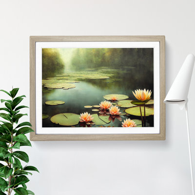Misty Water Lily Pond - Framed Print