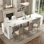 Table de salle à manger extensible moderne avec prise et rangement intégrés, conception extensible peu encombrante pour les fêtes, les mariages et les repas de tous les jours