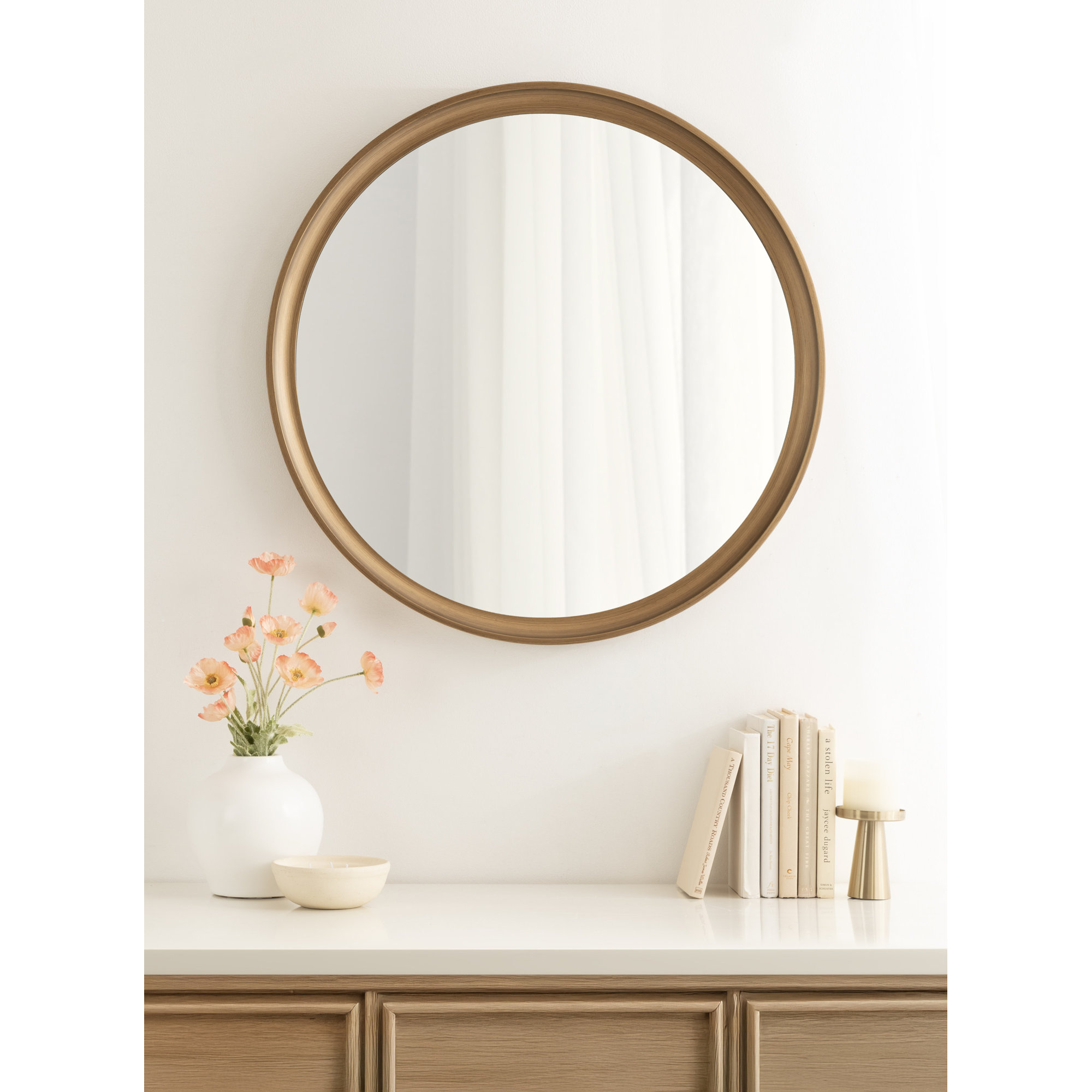 Zoie Wood Mirror, Gold, 30" x 30"