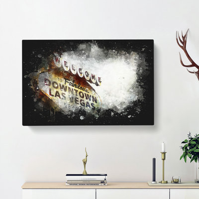 Downtown Las Vegas Sign Paint Splash - Wrapped Canvas