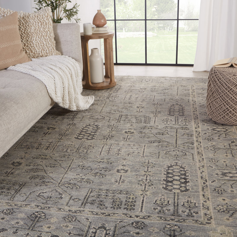 Jaipur Living Ginerva SLN15 Handknotted Vintage Look Gray and Cream Area Rug (12'x15'), Rectangle 6' x 9'