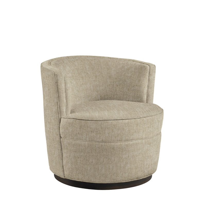 Fauteuil demi-tonneau pivotant en lin de 31 po Devlan, Crème de palme