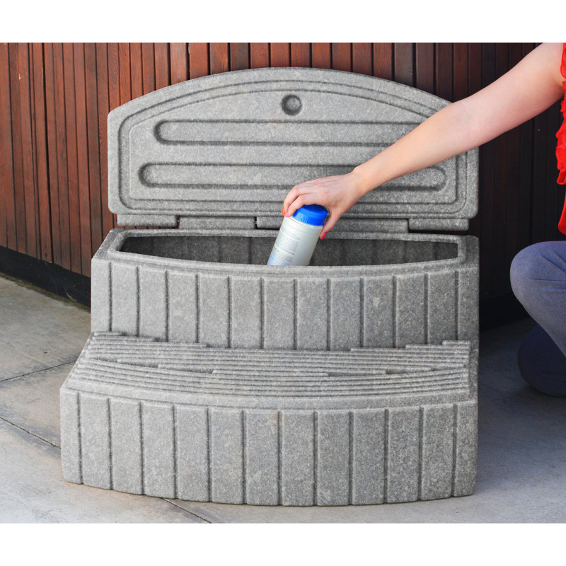 Granite Gray Plastic Storage Step with Hinged Lid
