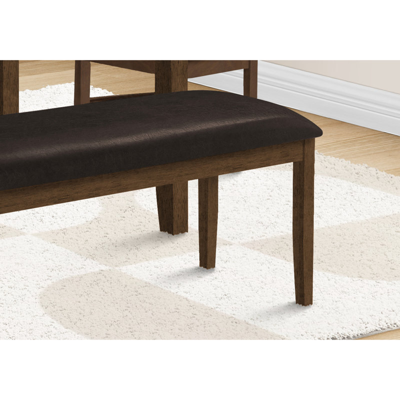 Banc élégant pour différents espaces - 48 po rectangulaire, bois massif brun, base rectangulaire en bois et siège rembourré