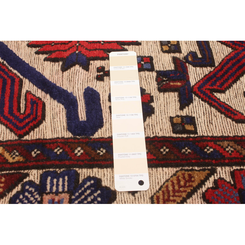 Tapis tadjik crème, rouge 3 pi 10 po x 6 pi 2 po