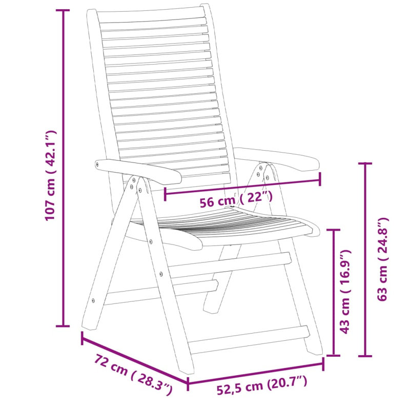 Solid Wood Garden Chair With Cushion Folding Chair Set