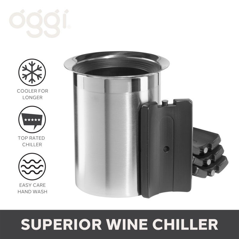 Stainless Steel Iceless Wine Chiller with Removable Inserts