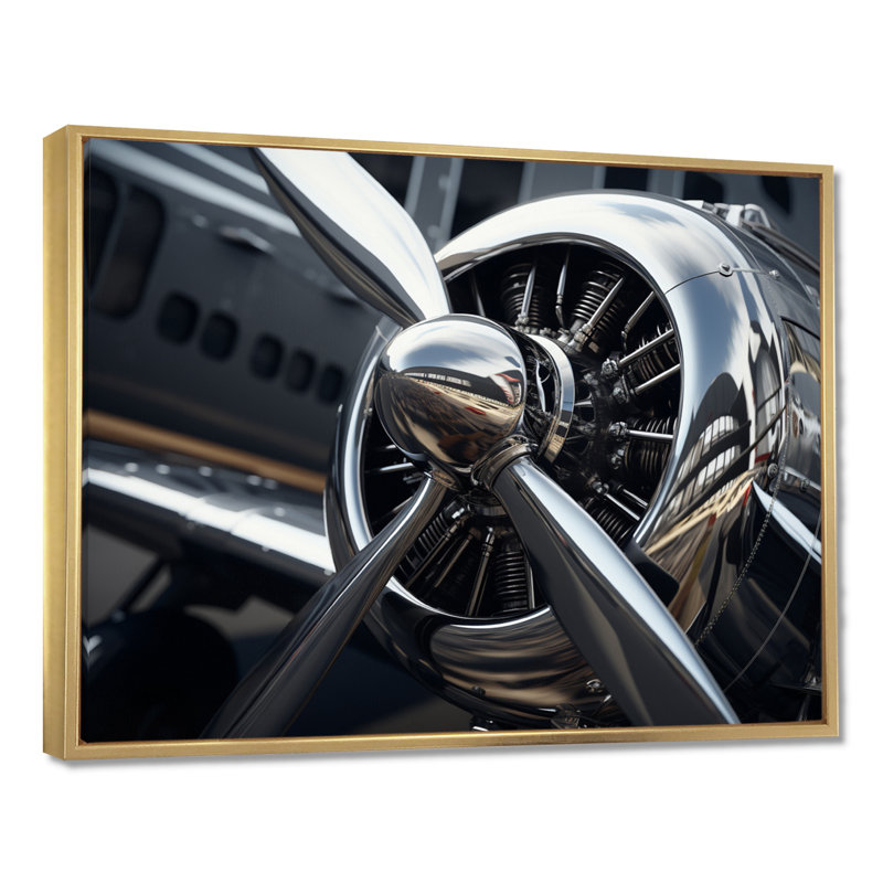 «Silver Wings Chrome Reflection Airliner» - art mural train, Métal métal, H 34 po x l 44 po x P 1,5 po