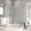 Cabine de douche à charnière sans cadre de l 32 po x P 32 po x H 79 po avec verre transparent 3/8 et base Monteray