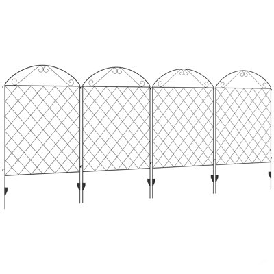 Clôture de jardin Outsunny, paquet de 4 panneaux de clôture en acier, L 11,4 pi x H 43 po, bordure décorative résistante à la rouille pour animaux