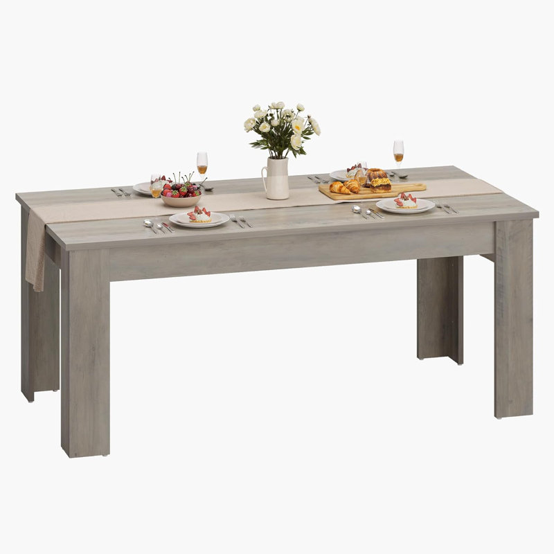 63'' Dining Table For 4-6, Dining Room Table With 1.18" Thickened Tabletop, Gray, 30.12”H x 63”L x 31.54”W