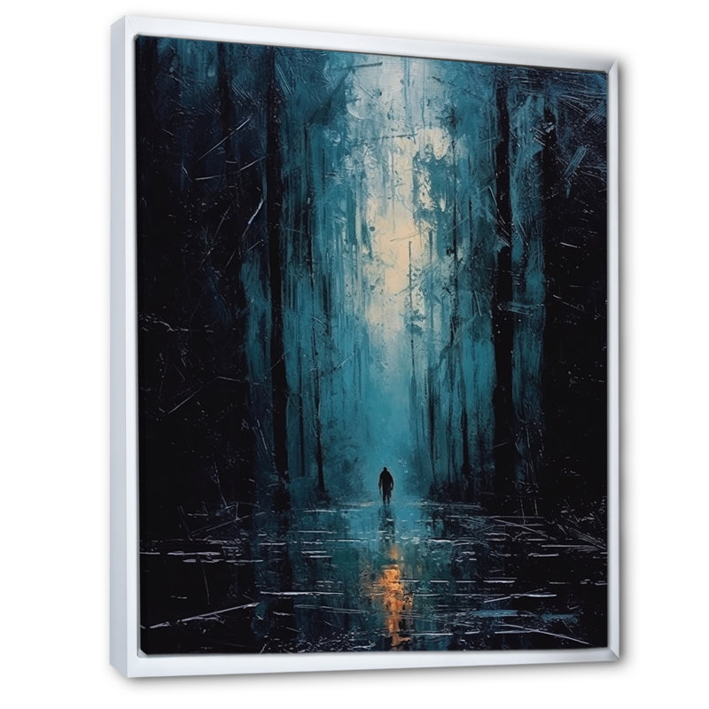 «Solitude Midnight Wandering The Endless Forest», reproduction sur toile, Cadre flottant blanc, H 40 po x l 30 po x P 1,5 po