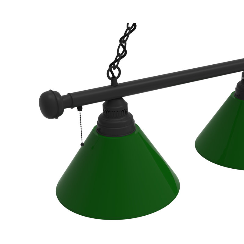 Luminaire suspendu 3 lumières pour table de billard, Noir, Vert